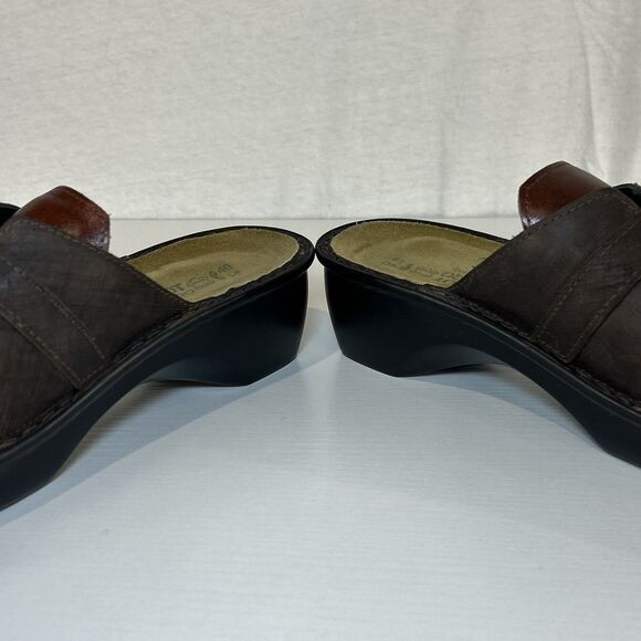 NAOT Avignon Mule Slip On Women's Brown Leather Shoes Sz 9 EU 40 Buckle - Picture 3 of 7